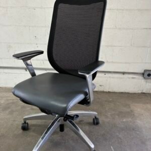 A used Kimball Wish ergonomic task chair featuring a breathable mesh back, distinctive wishbone back support, adjustable lumbar, and a cushioned seat on a five-star swivel base.